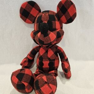 Disney Mickey Mouse X AE American Eagle Special Edition Plush Doll Red Plaid 12"